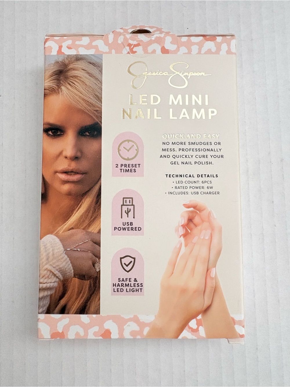 Jessica Simpson LED Mini Nail Lamp Blush Pink includes USB cable & manual
